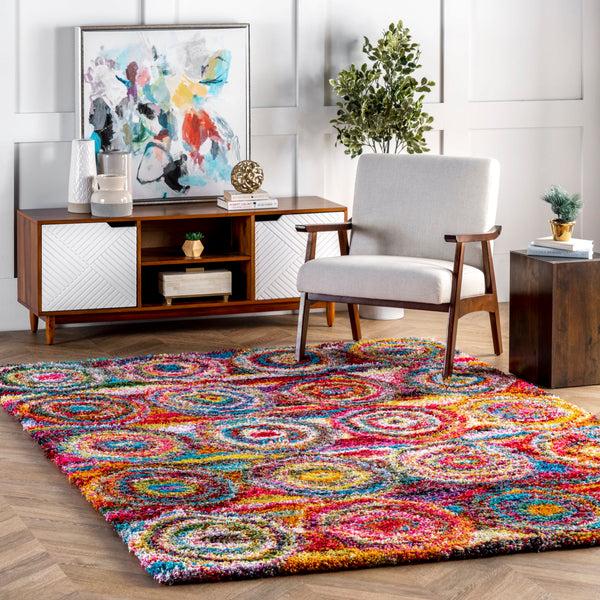 Nuloom Kindra Circles Shaggy Area Rug Multi