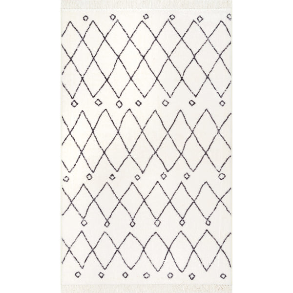 nuloom Krystal Trellis Tassel Area Rug Off White