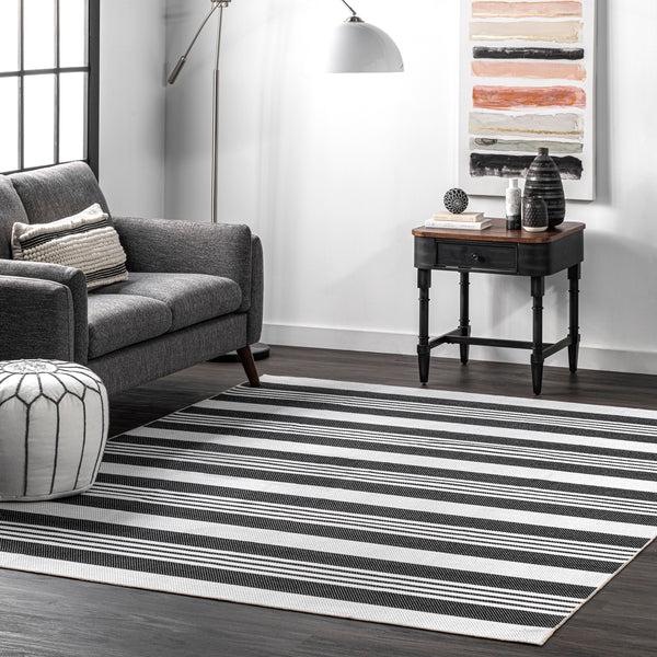 Nuloom Lena Machine Washable Striped Area Rug Gray