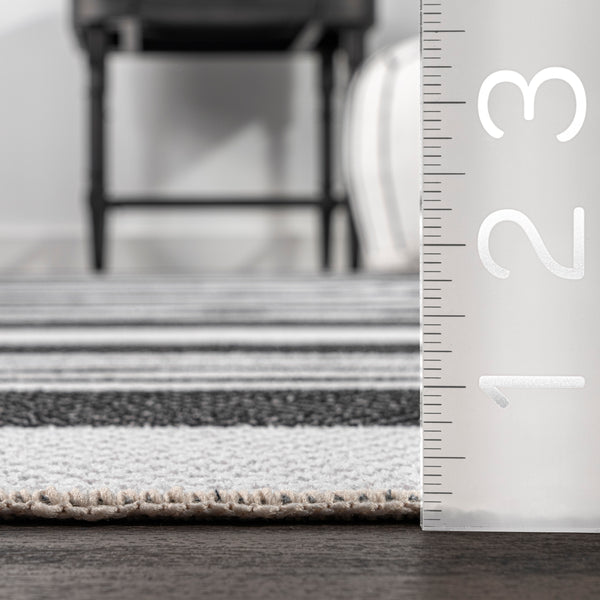 Nuloom Lena Machine Washable Striped Area Rug Gray