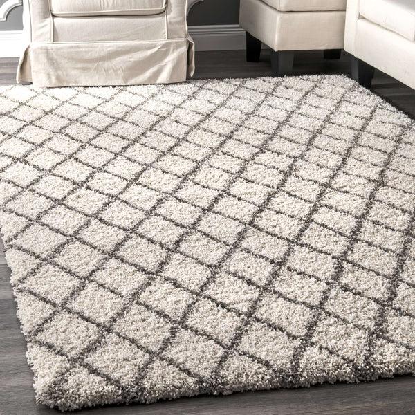 Nuloom Lenita Trellis Shaggy Area Rug Ivory
