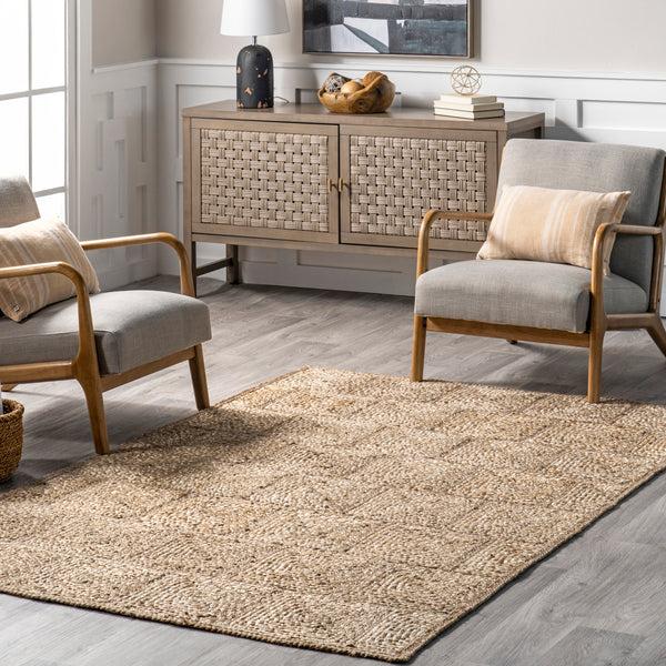Nuloom Leva Square Tiled Jute Area Rug Natural