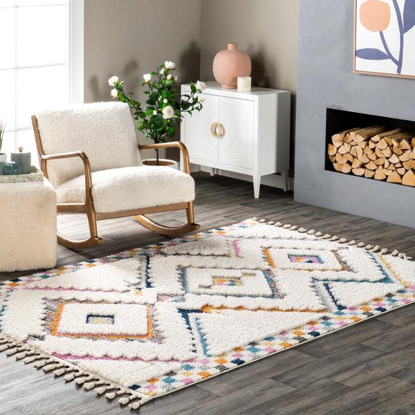Nuloom Lilou Moroccan Kids Tassel Area Rug Beige