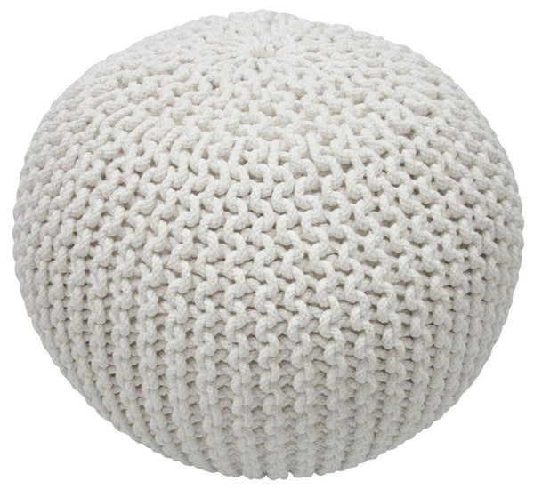 Nuloom Ling Round Knit Filled Ottoman Pouf Navy