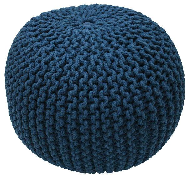 nuloom Ling Round Knit Filled Ottoman Pouf Navy