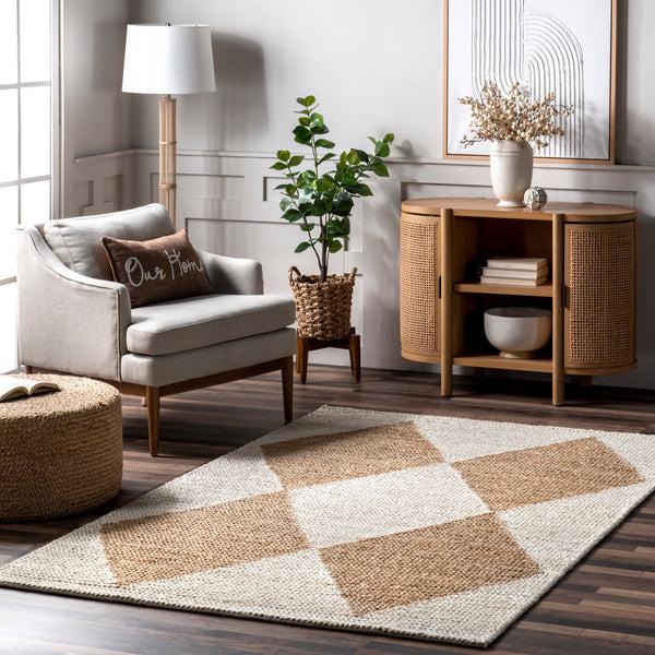 Nuloom Linnie Bold Diamond Jute Area Rug Ivory