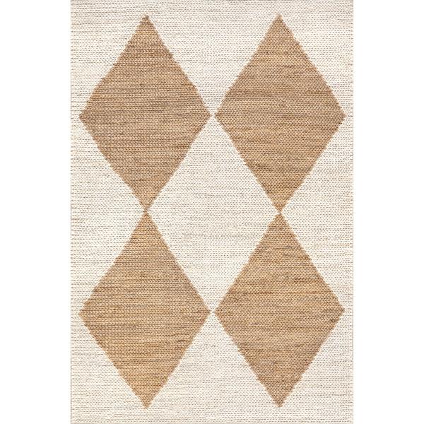 nuloom Linnie Bold Diamond Jute Area Rug Ivory