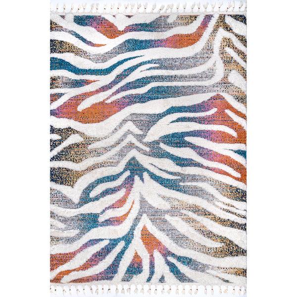 nuloom Luci Zebra Striped Shag Area Rug Ivory