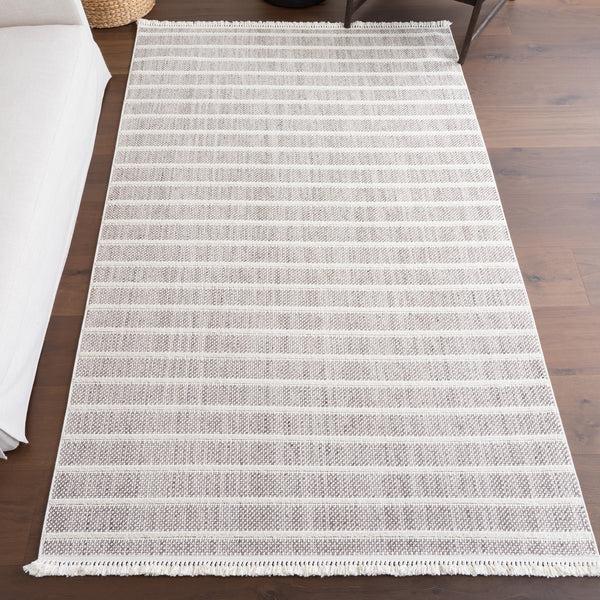 Nuloom Lucretia Striped Tassels Area Rug Ivory