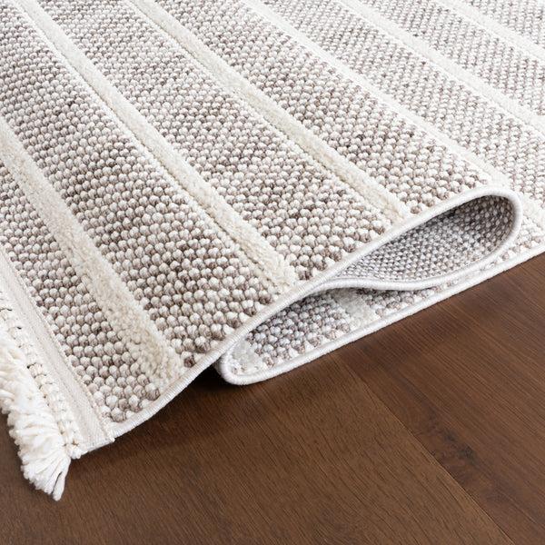 Nuloom Lucretia Striped Tassels Area Rug Ivory