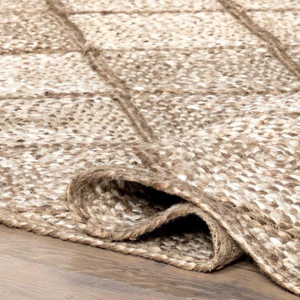 Nuloom Meja Moroccan Lattice Jute Area Rug Natural