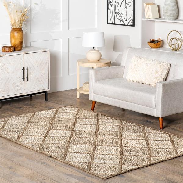 Nuloom Meja Moroccan Lattice Jute Area Rug Natural