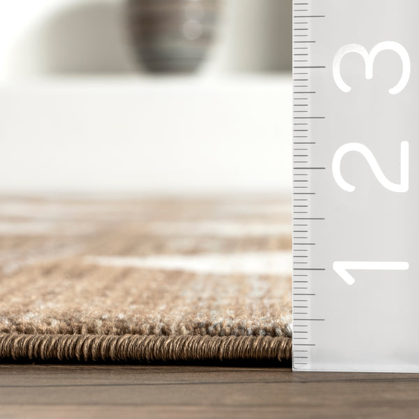 Nuloom Meline Checkered Fringe Area Rug Beige