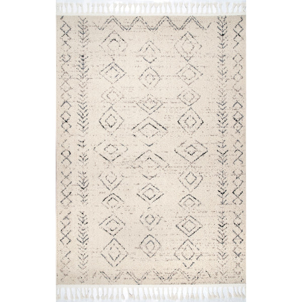 nuloom Meredith Moroccan Tassel Area Rug Ivory