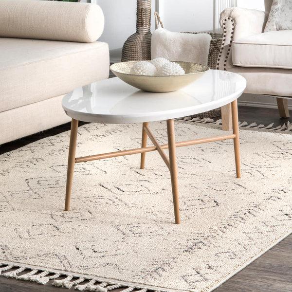 Nuloom Meredith Moroccan Tassel Area Rug Ivory