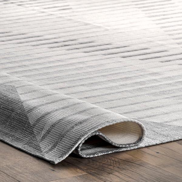 Nuloom Modern Striped Washable Area Rug Beige