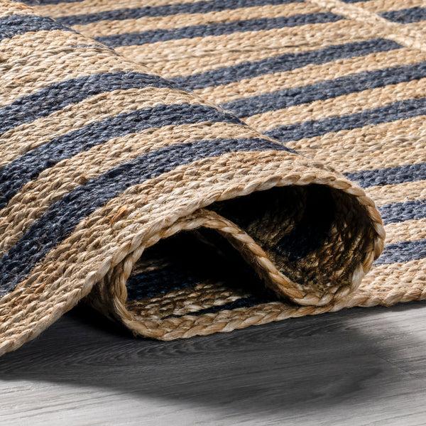 Nuloom Nalle Tilted Stripes Jute Area Rug Blue