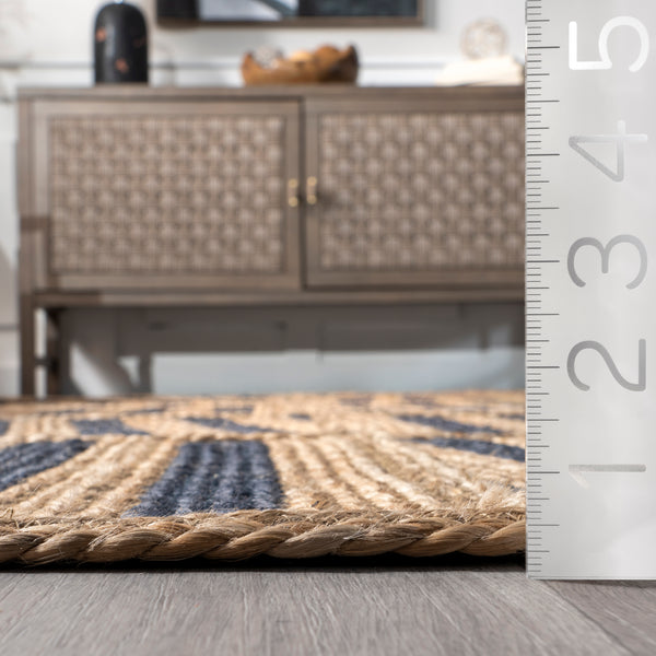 Nuloom Nalle Tilted Stripes Jute Area Rug Blue