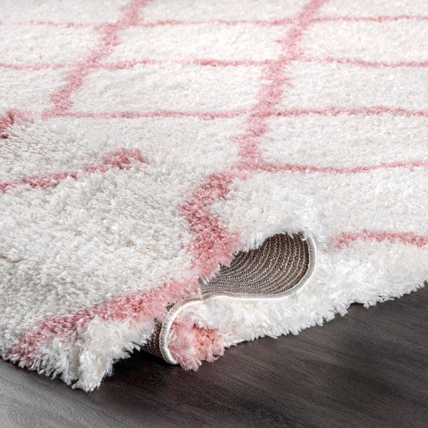 Nuloom Nelda Trellis Kids Shag Area Rug Baby Pink