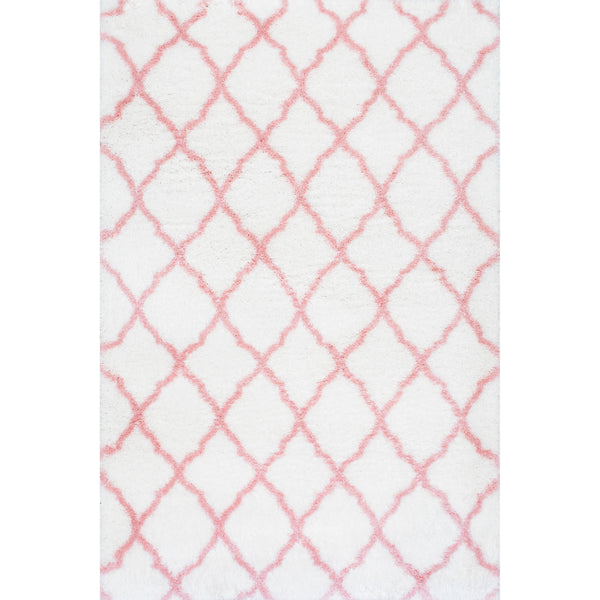 nuloom Nelda Trellis Kids Shag Area Rug Baby Pink