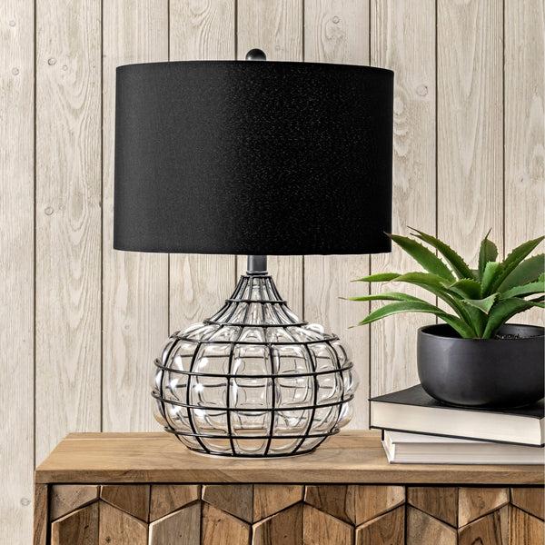 Nuloom Newburgh 20" Glass Table Lamp Black