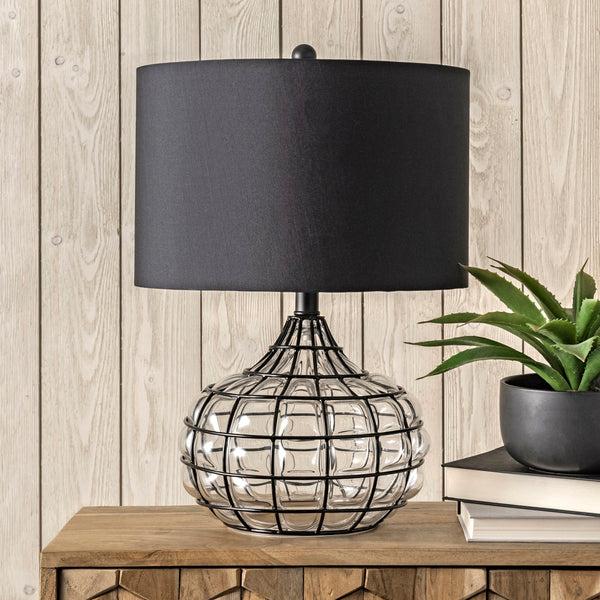 Nuloom Newburgh 20" Glass Table Lamp Black