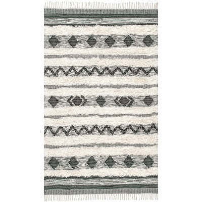 nuloom Nylah Shaggy Diamonded Stripes Black & White
