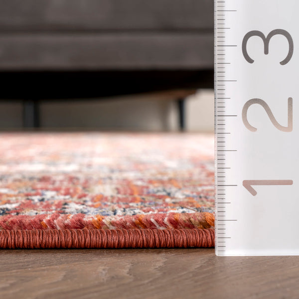 Nuloom Oliveira Floral Medallion Fringe Red