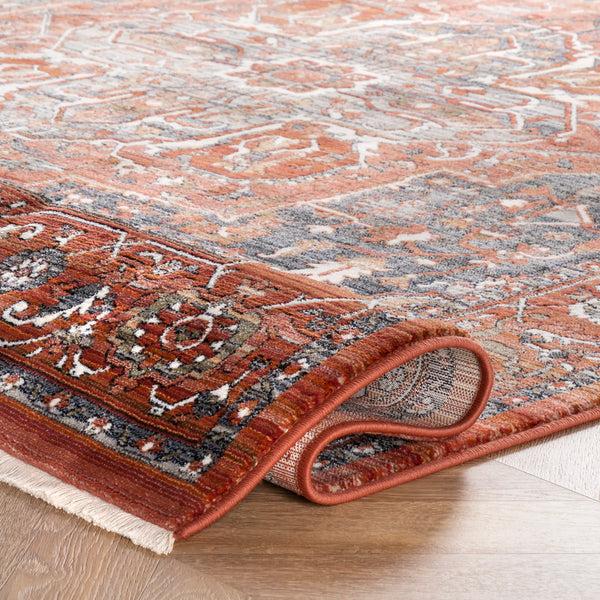 Nuloom Oliveira Floral Medallion Fringe Red