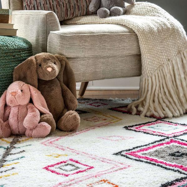 Nuloom Paloma Tribal Shaggy Pink Multi