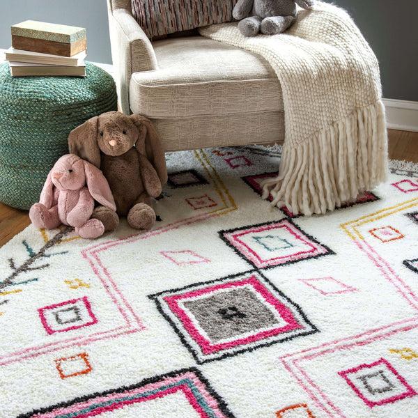 Nuloom Paloma Tribal Shaggy Pink Multi