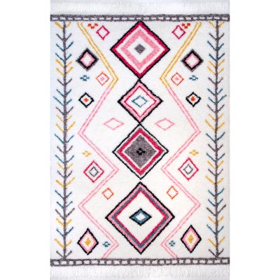 nuloom Paloma Tribal Shaggy Pink Multi