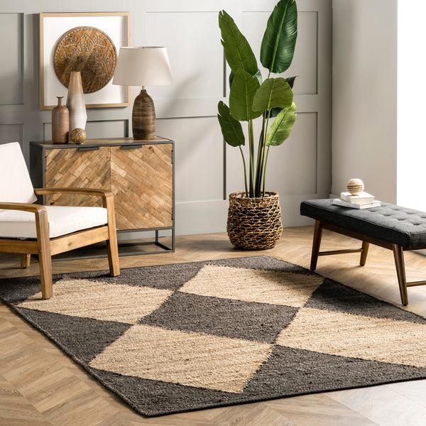 Nuloom Pandora Diamond Jute Area Rug Black