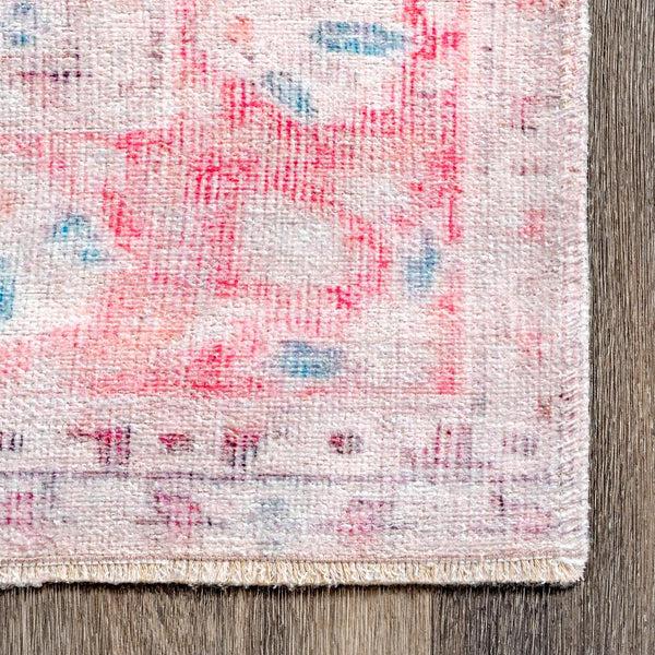 Nuloom NuLOOM Patsy Vintage Medallion Machine Washable Area Rug Pink