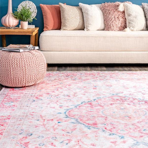 Nuloom NuLOOM Patsy Vintage Medallion Machine Washable Area Rug Pink