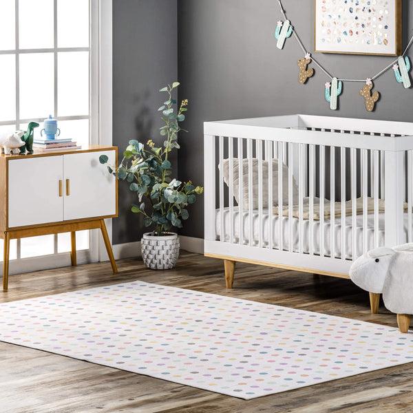 Nuloom Polka Dotted Washable Area Rug Ivory