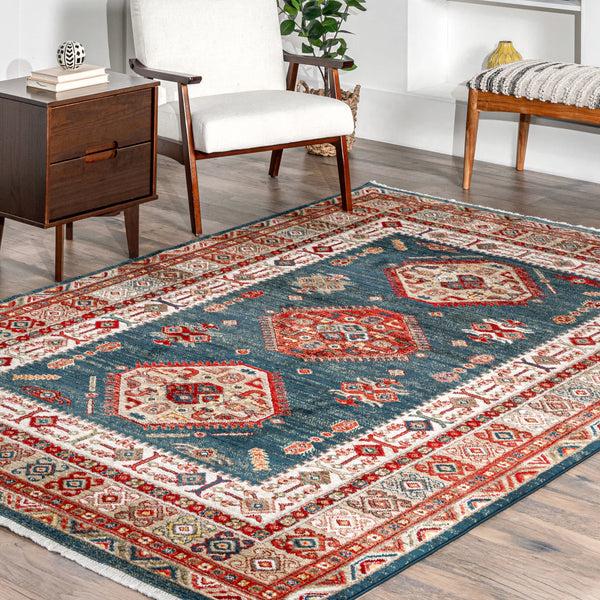 Nuloom Qiana Emblem Fringe Area Rug Blue