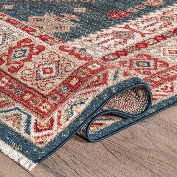 Nuloom Qiana Emblem Fringe Area Rug Blue