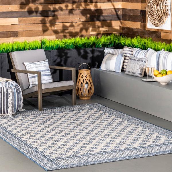 Nuloom Rana Border Indoor/Outdoor Area Rug Blue