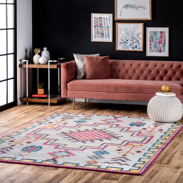 Nuloom Richelle Tribal Medallion Area Rug Silver