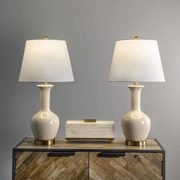 Nuloom Rockville 27" Ceramic Table Lamp Set Ivory