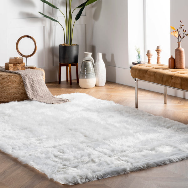 Nuloom Rodolfo Faux Sheepskin Shag Area Rug White