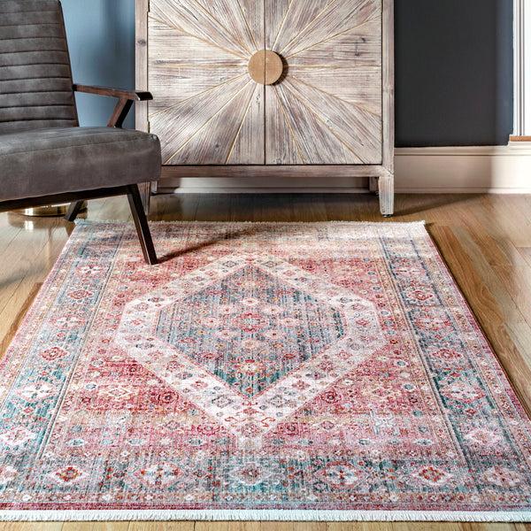 Nuloom Rory Tear Pendant Medallion Beige