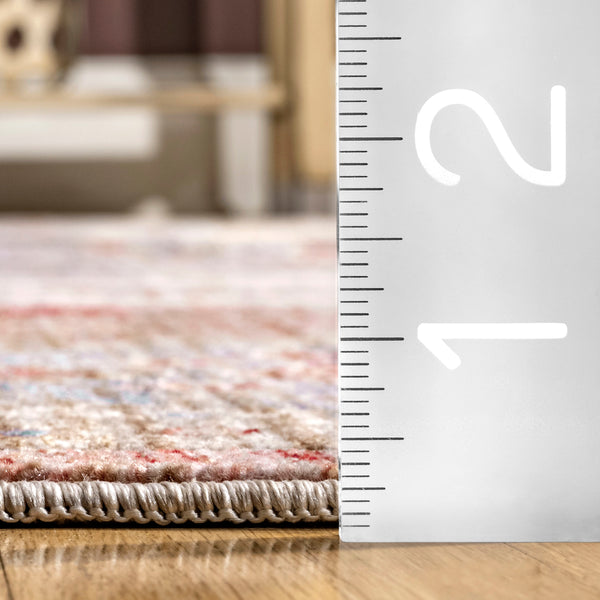 Nuloom Rory Tear Pendant Medallion Beige