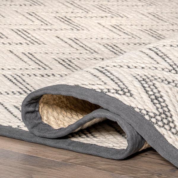 Nuloom Rozi Chevron Wool And Sisal Area Rug Gray