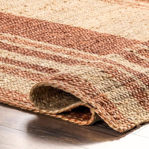 Nuloom Rubi Braided Stripes Jute Area Rug Brown