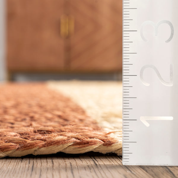Nuloom Rubi Braided Stripes Jute Area Rug Brown