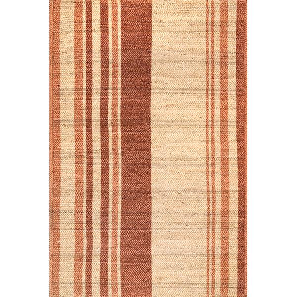 nuloom Rubi Braided Stripes Jute Area Rug Brown