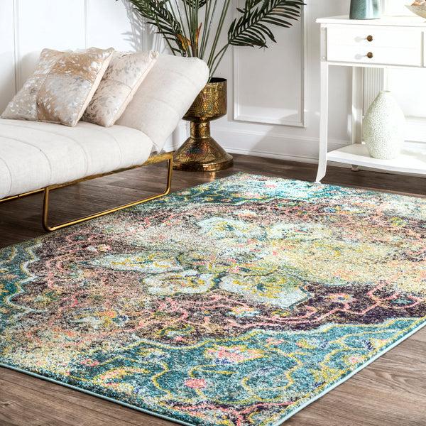 Nuloom Santos Floral Medallion Area Rug Aqua