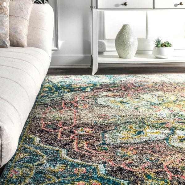 Nuloom Santos Floral Medallion Area Rug Aqua